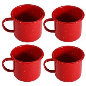 Set of 4 Enamelware Coffee Mugs Camping Hiking Cups Wine Cup Metal Mug